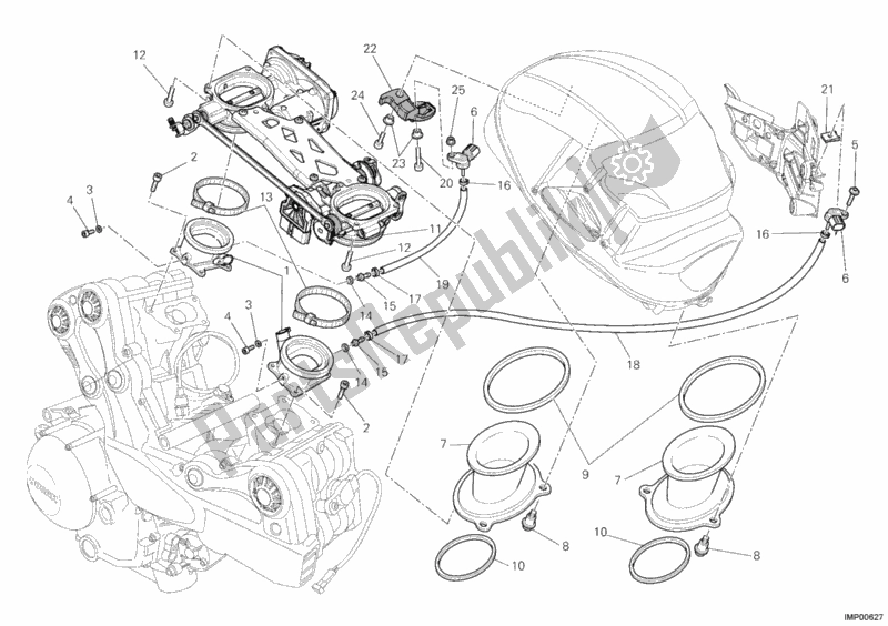Alle onderdelen voor de Gasklephuis van de Ducati Multistrada 1200 2011