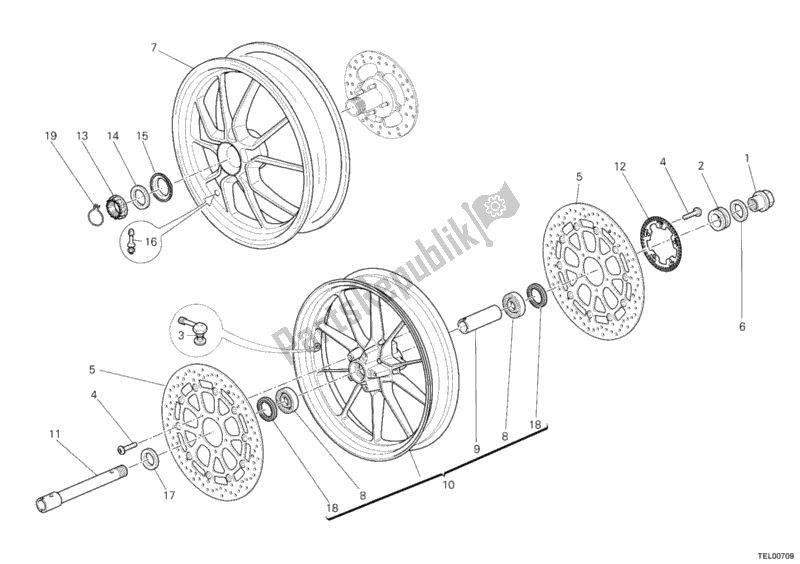 Alle onderdelen voor de Wielen van de Ducati Multistrada 1200 2011