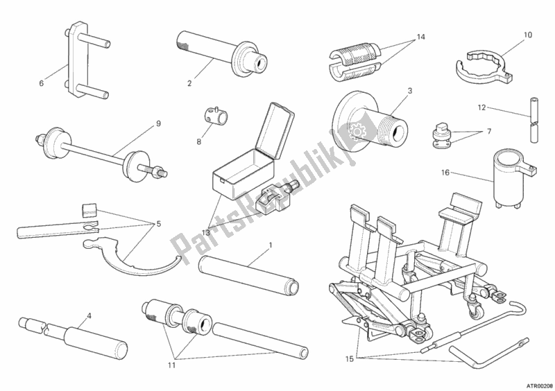 Alle onderdelen voor de Werkplaats Service Tools, Frame van de Ducati Multistrada 1200 2011