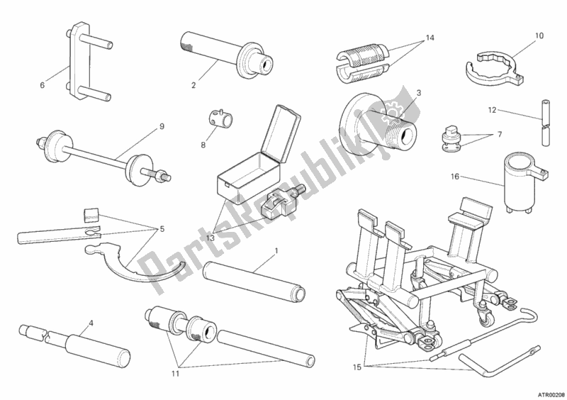 Alle onderdelen voor de Werkplaats Service Tools, Frame van de Ducati Multistrada 1200 2011