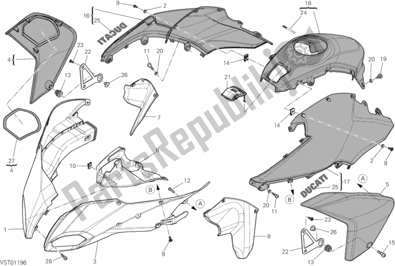 All parts for the 34a - Fairing of the Ducati Multistrada 1200 2012