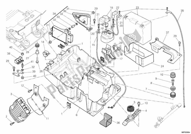 All parts for the Battery Holder of the Ducati Multistrada 1200 2012