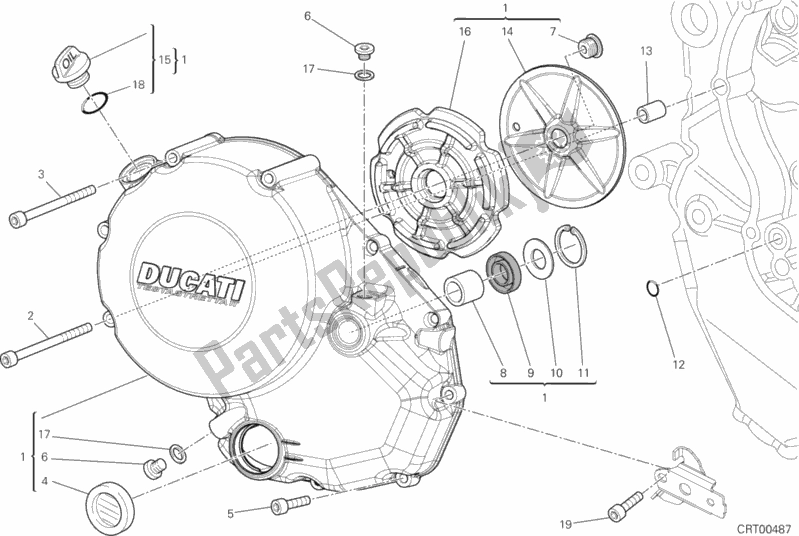 All parts for the Clutch Cover of the Ducati Multistrada 1200 2012