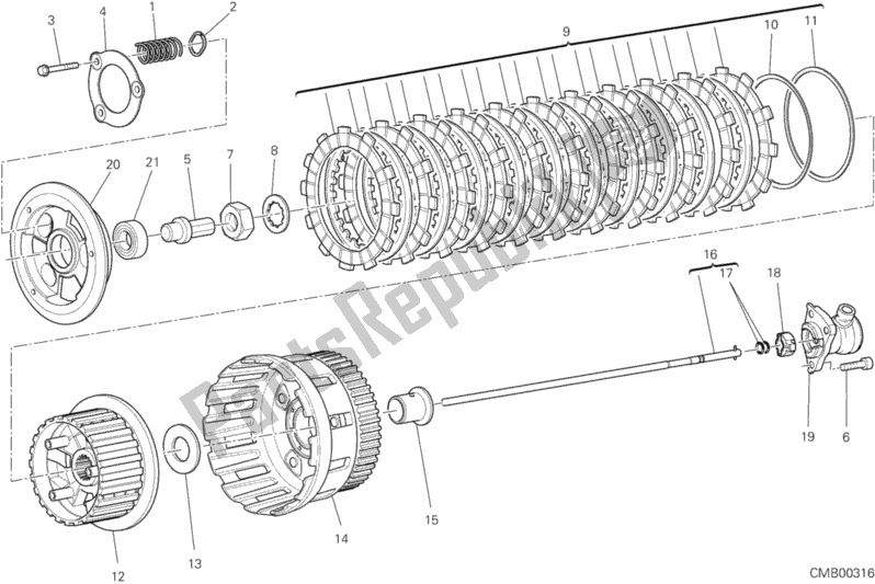 All parts for the Clutch of the Ducati Multistrada 1200 2012