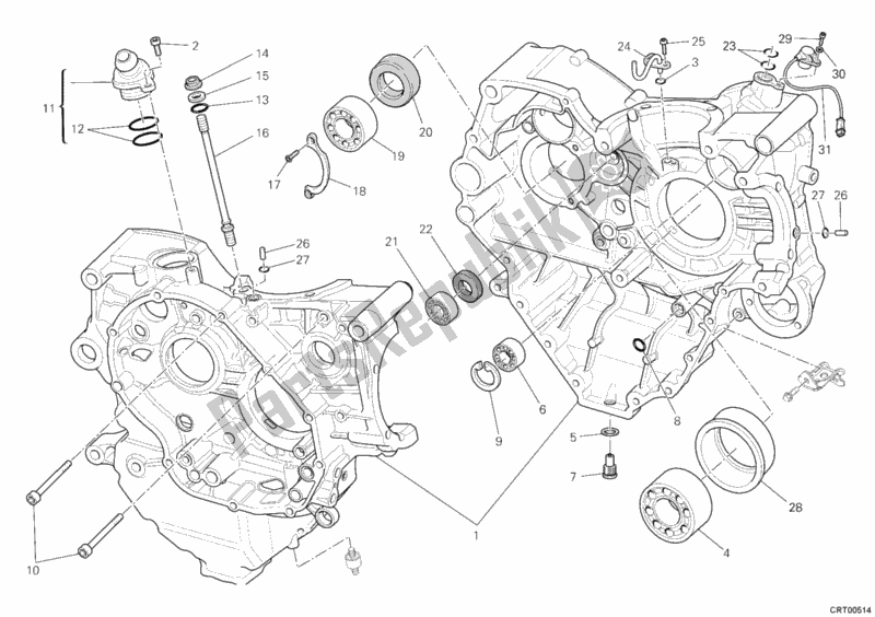Alle onderdelen voor de Carter van de Ducati Multistrada 1200 2012