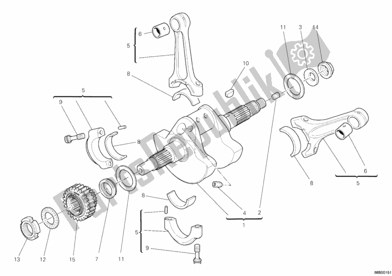 All parts for the Crankshaft of the Ducati Multistrada 1200 2012
