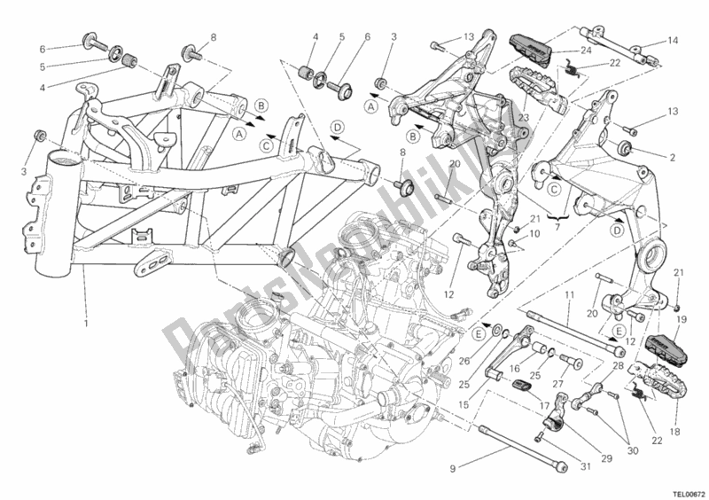 All parts for the Frame of the Ducati Multistrada 1200 2012