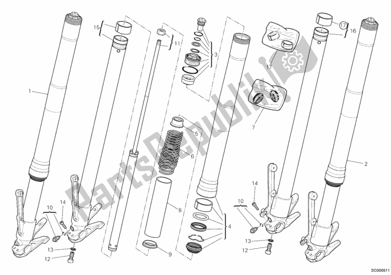 Todas las partes para Tenedor Frontal de Ducati Multistrada 1200 2012