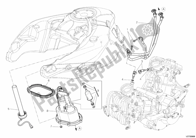 All parts for the Fuel Pump of the Ducati Multistrada 1200 2012