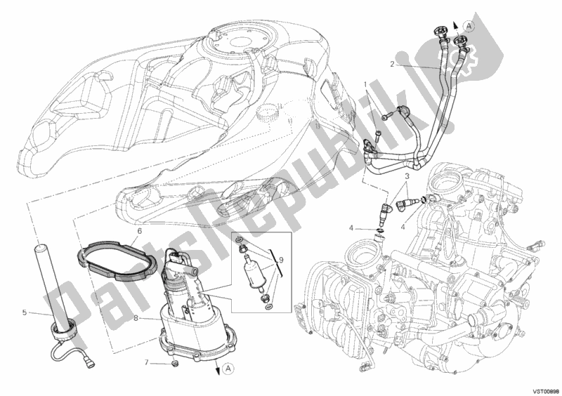 All parts for the Fuel Pump of the Ducati Multistrada 1200 2012