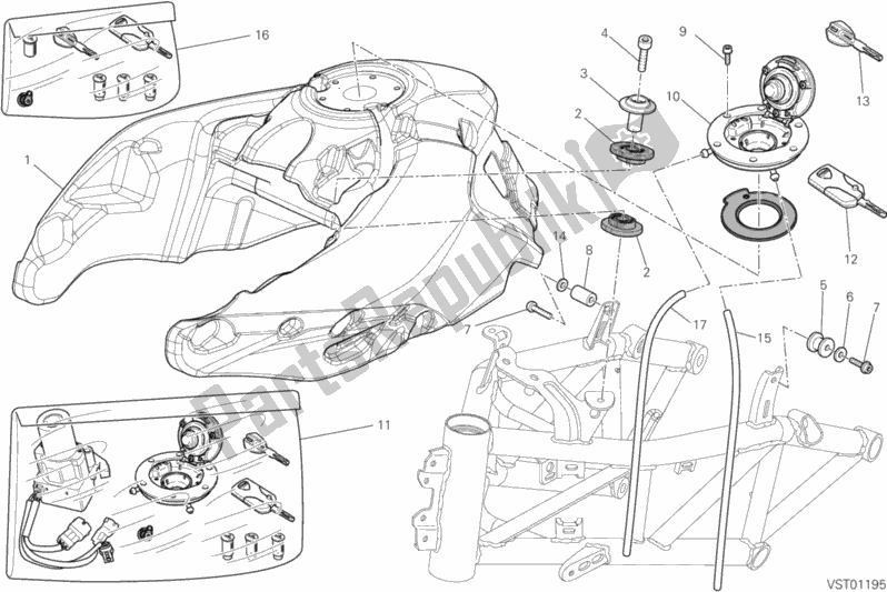 Alle onderdelen voor de Benzinetank van de Ducati Multistrada 1200 2012