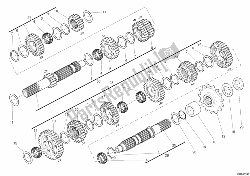 Alle onderdelen voor de Versnellingsbak van de Ducati Multistrada 1200 2012