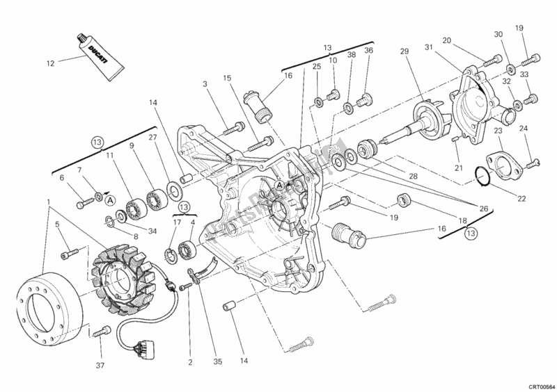 Alle onderdelen voor de Generator Deksel van de Ducati Multistrada 1200 2012