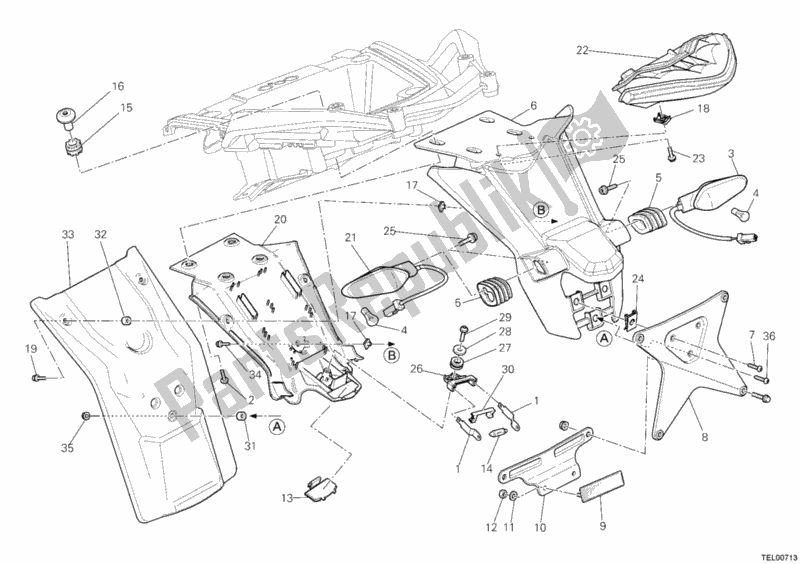 Toutes les pièces pour le Support De Plaque D'immatriculation - Feu Arrière Aus du Ducati Multistrada 1200 2012