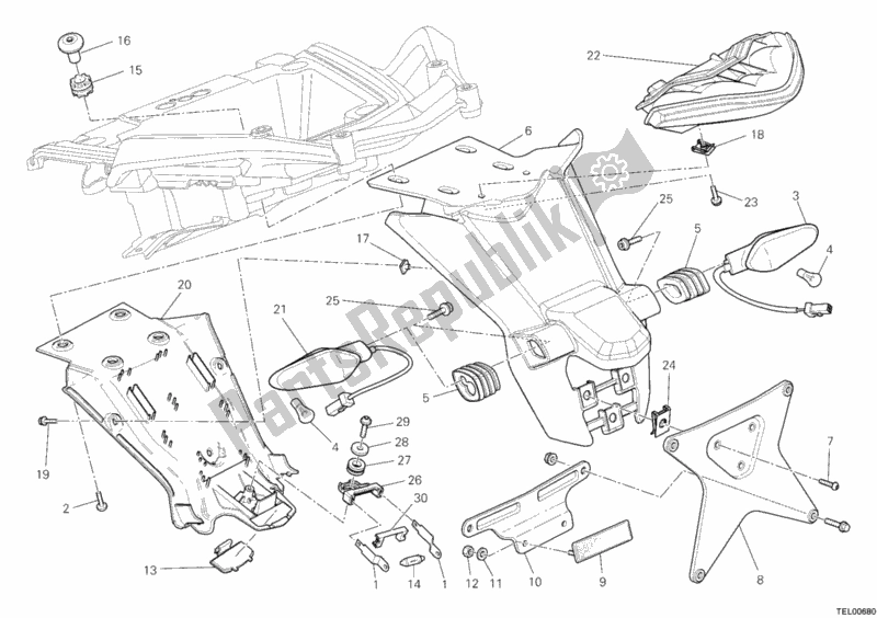 Todas las partes para Soporte De Matrícula - Luz Trasera de Ducati Multistrada 1200 2012