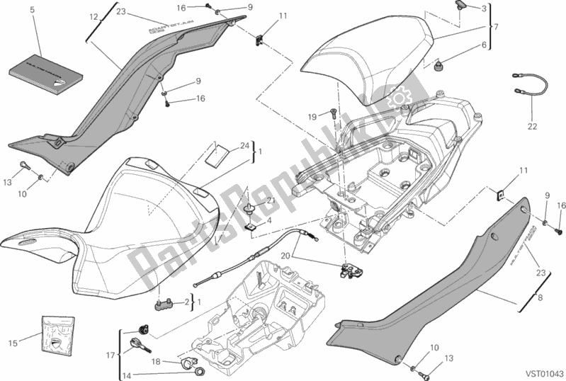 All parts for the Seat of the Ducati Multistrada 1200 2012