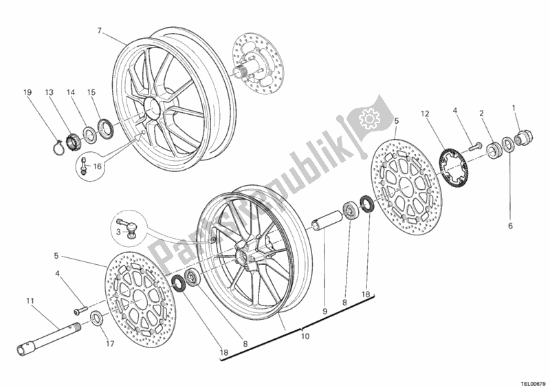 Todas as partes de Rodas do Ducati Multistrada 1200 2012