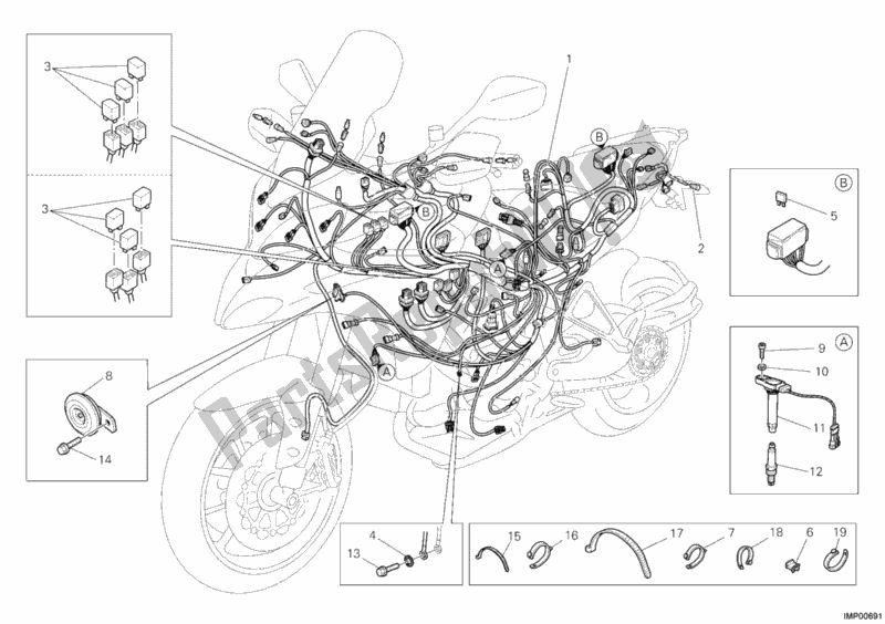 All parts for the Wiring Harness of the Ducati Multistrada 1200 2012