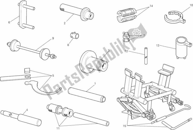 Alle onderdelen voor de Werkplaats Service Tools, Frame van de Ducati Multistrada 1200 2012