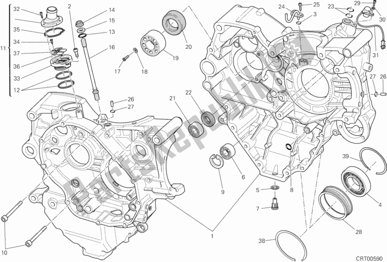 All parts for the 010 - Half-crankcases Pair of the Ducati Monster 1200 2014