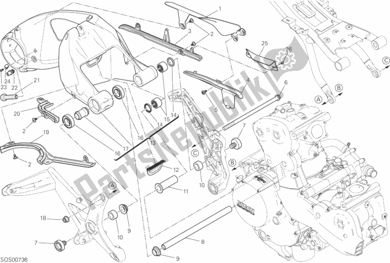 Todas as partes de 28a - Forcellone Posteriore do Ducati Monster 1200 2014