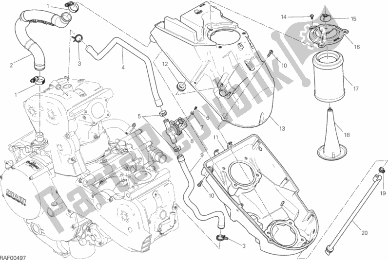 Alle onderdelen voor de Luchtinlaat - Olie-ontluchter van de Ducati Monster 1200 2014