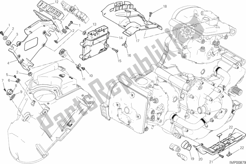 All parts for the Engine Control Unit of the Ducati Monster 1200 2014