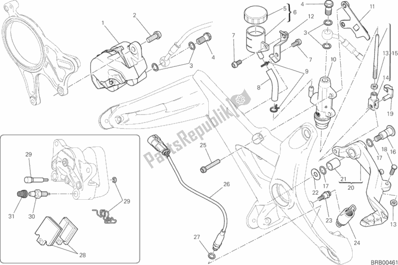 Todas as partes de Sistema De Freio Traseiro do Ducati Monster 1200 2014