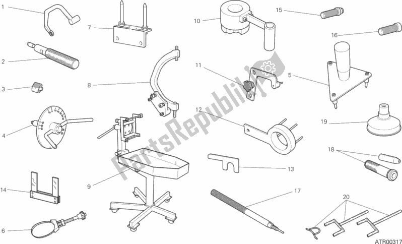 Alle onderdelen voor de 001 - Werkplaatsgereedschap, Motor van de Ducati Monster 1200 2015