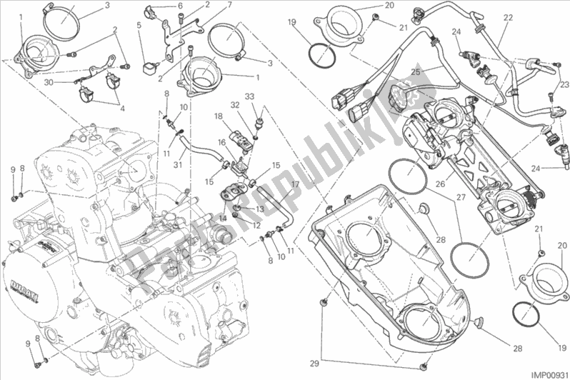 Alle onderdelen voor de 017 - Gasklephuis van de Ducati Monster 1200 2015