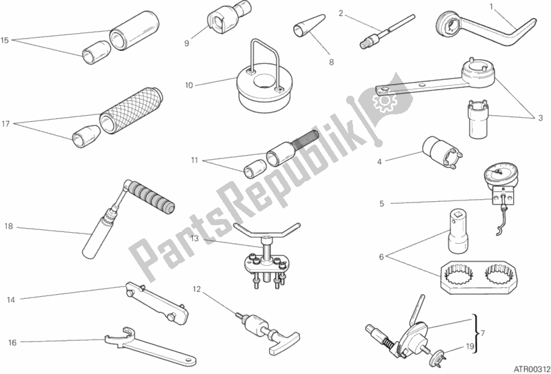 Alle onderdelen voor de 01a - Werkplaatsgereedschap, Motor van de Ducati Monster 1200 2015