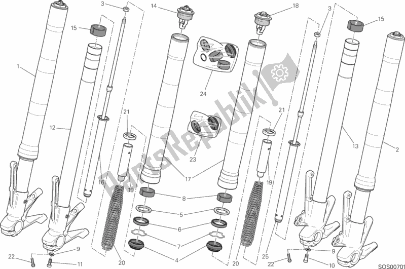 All parts for the 21a - Front Fork of the Ducati Monster 1200 2015