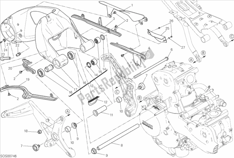 Todas las partes para 28a - Forcellone Posteriore de Ducati Monster 1200 2015