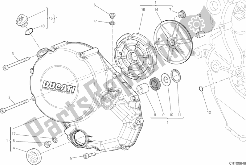 Alle onderdelen voor de Koppelingsdeksel van de Ducati Monster 1200 2015