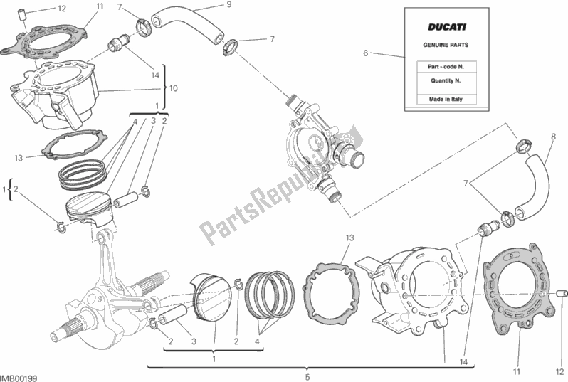 Toutes les pièces pour le Cylindres - Pistons du Ducati Monster 1200 2015