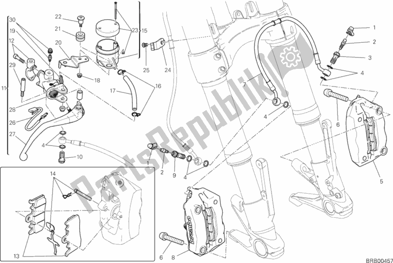 Alle onderdelen voor de Voorremsysteem van de Ducati Monster 1200 2015