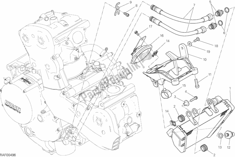 Alle onderdelen voor de Olie Koeler van de Ducati Monster 1200 2015