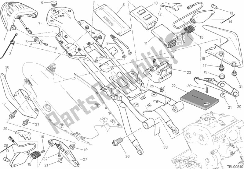 Todas as partes de Quadro Traseiro Comp. Do Ducati Monster 1200 2015