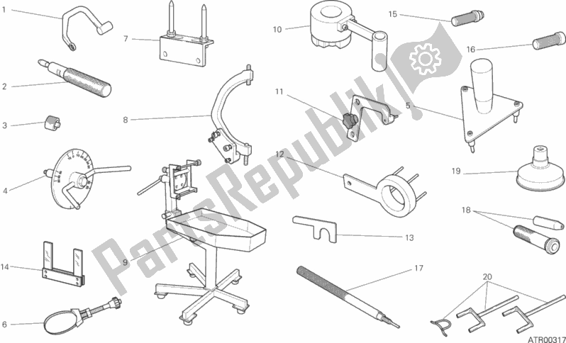 Todas las partes para 001 - Herramientas De Servicio De Taller, Motor de Ducati Monster 1200 2016