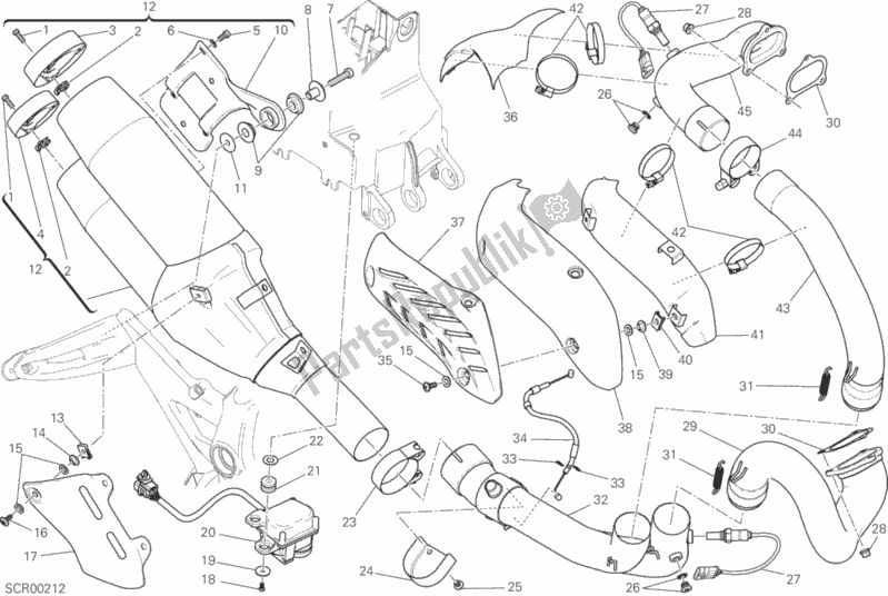 Toutes les pièces pour le Système D'échappement du Ducati Monster 1200 2016