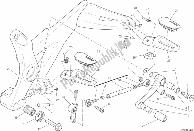 Tutte le parti per il Poggiapiedi, A Sinistra del Ducati Monster 1200 2016