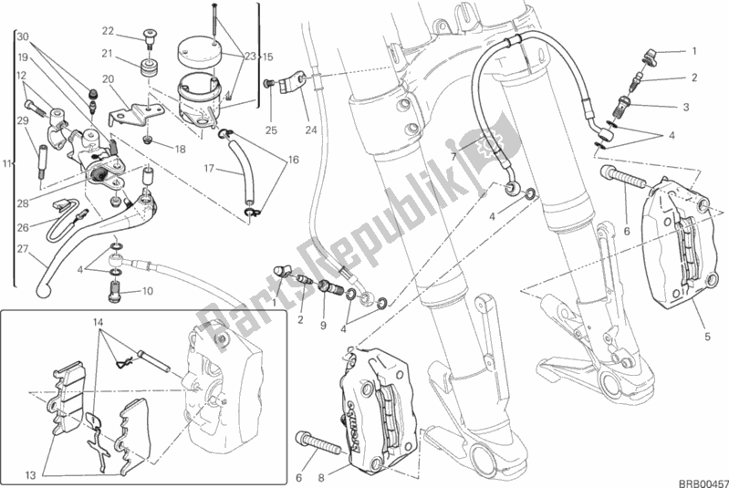 Todas as partes de Sistema De Freio Dianteiro do Ducati Monster 1200 2016