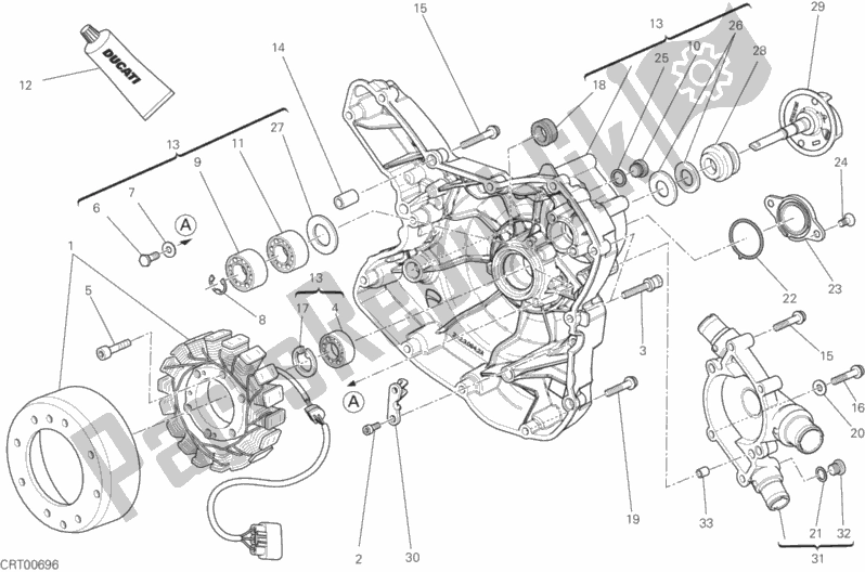 Todas las partes para Cubierta De La Bomba De Agua Al Lado Lateral de Ducati Monster 1200 2016
