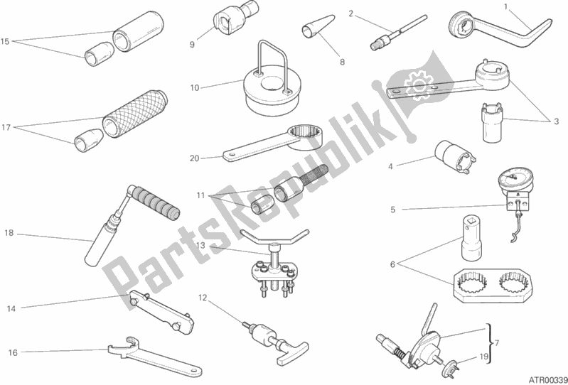 Tutte le parti per il 01a - Attrezzi Di Servizio Per Officina, Motore del Ducati Monster 1200 2017