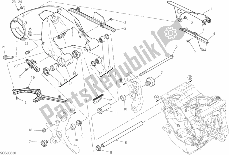 Todas las partes para 28a - Forcellone Posteriore de Ducati Monster 1200 2017