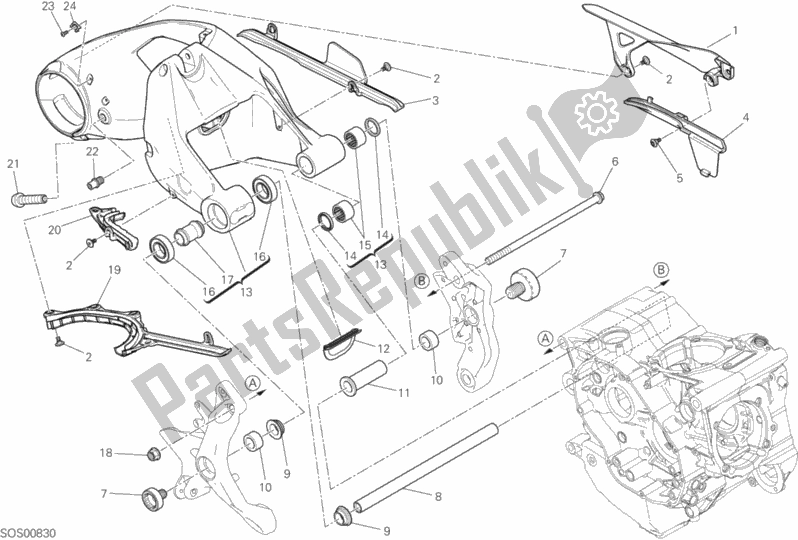 Toutes les pièces pour le 28a - Forcellone Posteriore du Ducati Monster 1200 2017