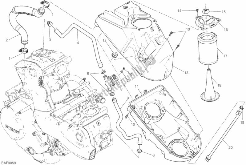 Tutte le parti per il Presa D'aria - Sfiato Olio del Ducati Monster 1200 2017