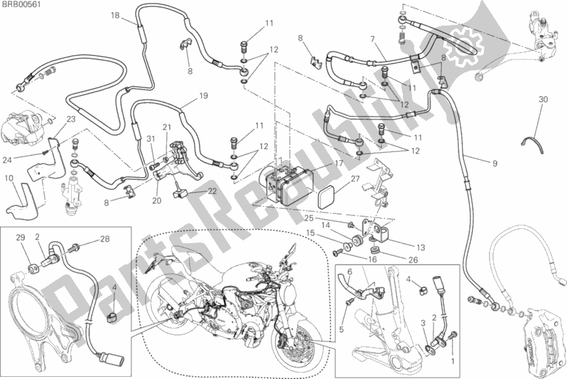 Alle onderdelen voor de Antiblokkeersysteem (abs) van de Ducati Monster 1200 2017