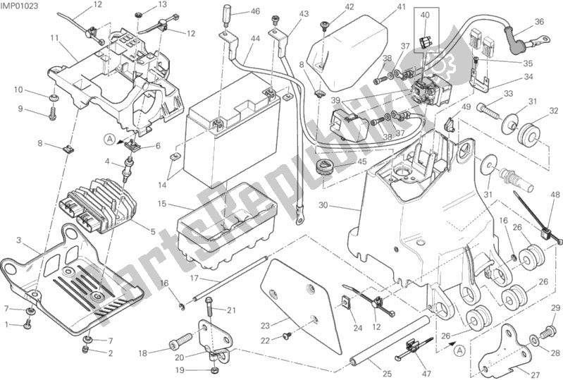 Alle onderdelen voor de Batterijhouder van de Ducati Monster 1200 2017