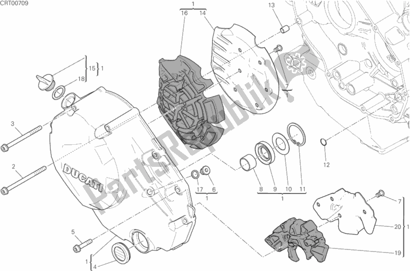 Alle onderdelen voor de Koppelingsdeksel van de Ducati Monster 1200 2017